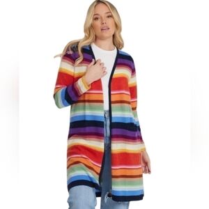 Minnie Rose Cashmere Striped Multicolored Duster Size XS